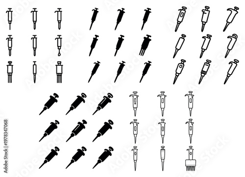 Medical icons with pipette and syringe minimal