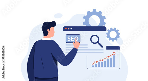 Professional analyzing data and optimizing online presence with digital tools