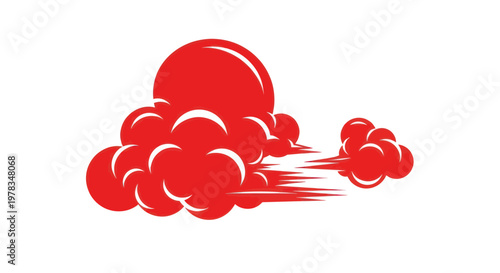 Dynamic Red Cloud Bursting with Motion Lines