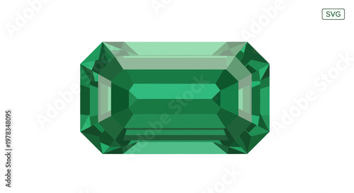 Emerald Gemstone Cut Faceted Gemstone Gemstone Isolated on White Background
