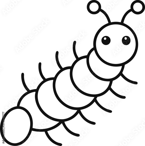 caterpillar outline icon vector on white background 