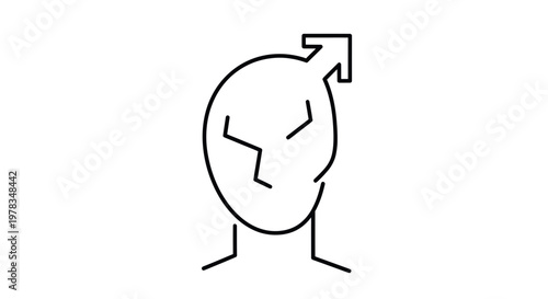 Abstract Male Gender Symbol Inside Head Outline, Concept of Identity and Thought
