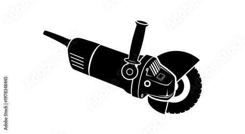 Angle Grinder Tool Icon, Industrial Equipment Silhouette