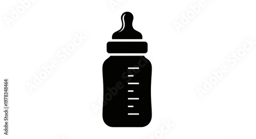 Baby feeding bottle icon, simple silhouette illustration