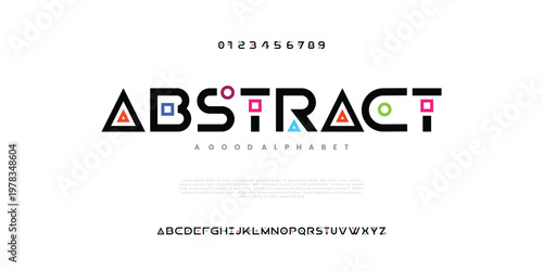Abstract digital color alphabet font. Minimal technology typography, Creative urban sport fashion futuristic font and with numbers. vector illustration 
