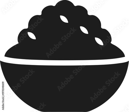 minimalist  flat  vector icon of fried rice  silhouette  on white background 
