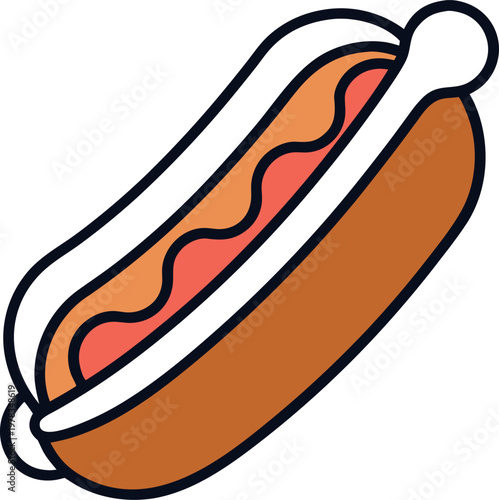 minimalist flat vector  icon of hotdog outline   on  white background 