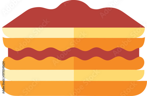 minimalist flat vector  icon of lasagna  outline  on white background 