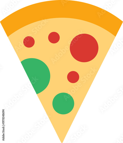 minimalist flat vector icon of pizza colorful  on white background 