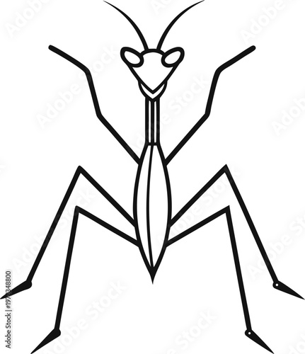 praying mantis outline  icon  vector on white background 
