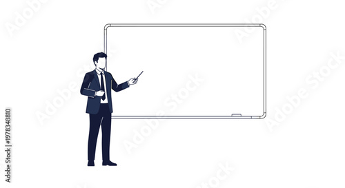 Businessman interacts with a large digital tablet screen in a modern concept
