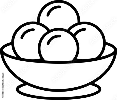rasgulla  ouline  icon vector on white background 
