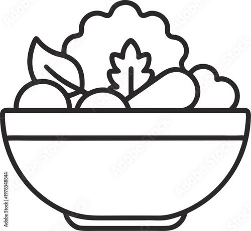 salad outline  icon vector on white background 