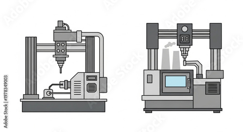 Industrial CNC machines for manufacturing and production.