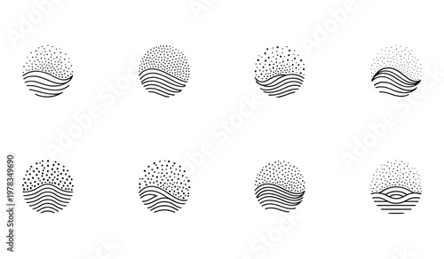 Black and white circular patterns with varying densities and lines circle
