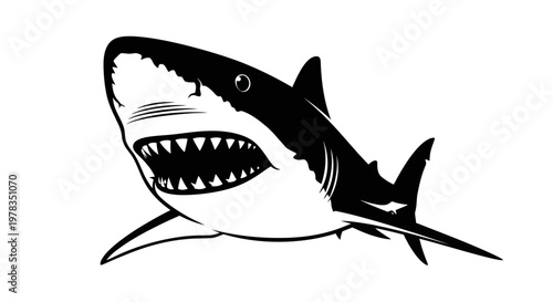 Fierce Great White Shark Illustration - Predator of the Ocean