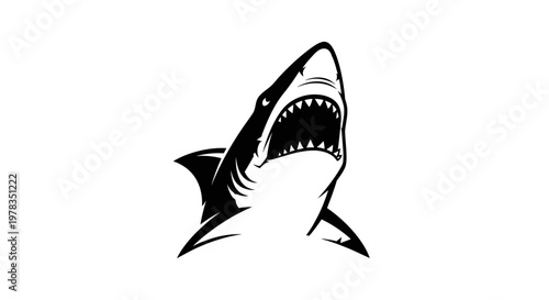 Shark Head Silhouette Attack Open Mouth Teeth