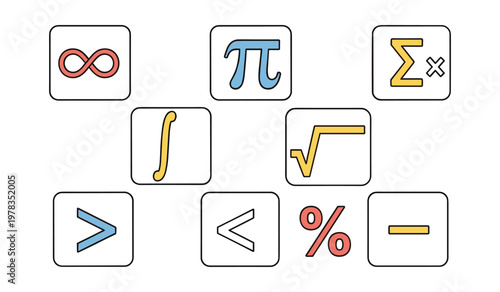 Collection of mathematical symbols in colorful infinity sigma