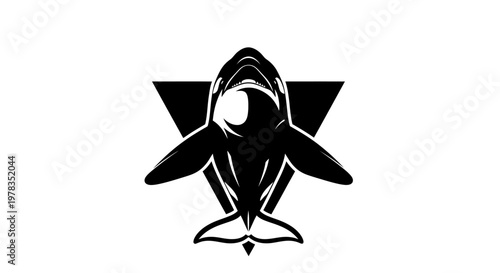 Orca Killer Whale Triangle Emblem Logo Silhouette Graphic