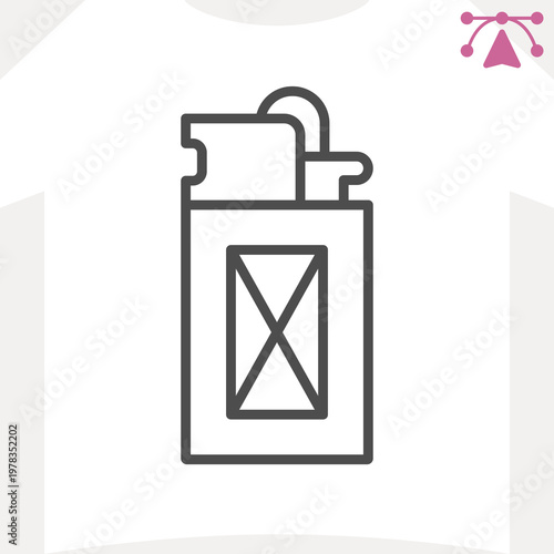 Lighter with banner line icon, business souvenir concept. Vector graphics. Stick lighter with space for picture sign and editable stroke, outline style icon for mobile or web design.