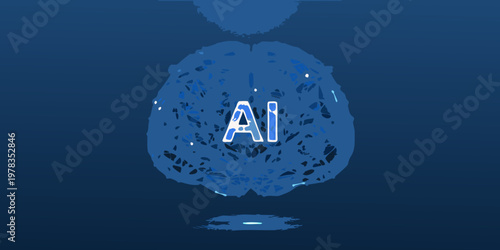 Artificial intelligence concept visualized as a human brain with glowing details