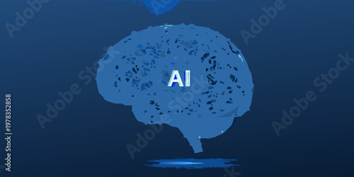 A digital brain illustration with ai text representing artificial intelligence
