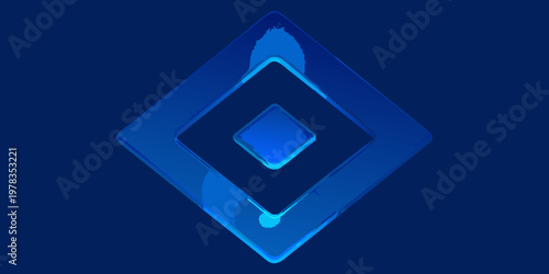 Abstract blue diamond shape against a dark blue background