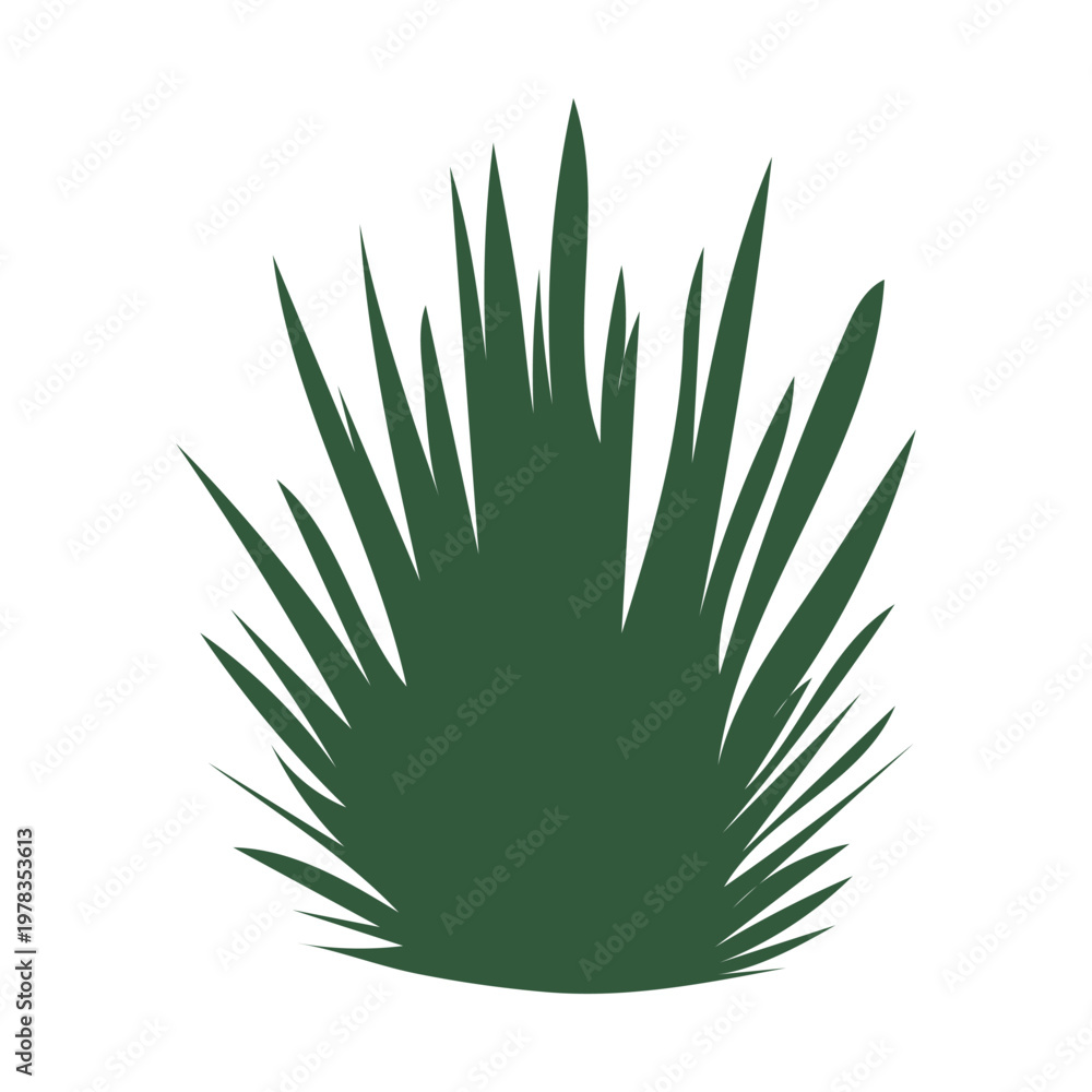 Fototapeta premium Set of green grass and bush icons, vector illustration of various types of plants for garden design and landscaping projects