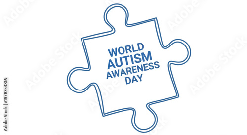 A blue puzzle piece graphic displays world autism awareness day text
