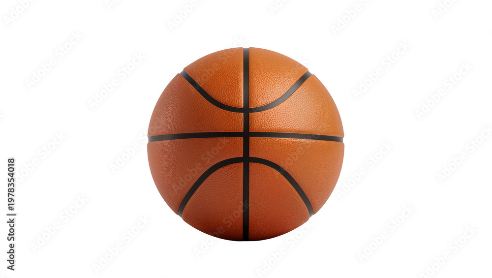Fototapeta premium Orange basketball with black lines, isolated on transparent background