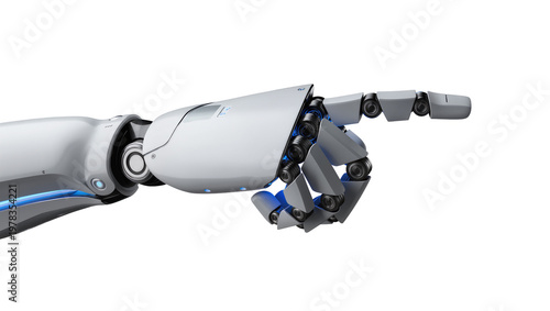 Картината върху платно Robotic hand pointing forward, isolated on transparent background