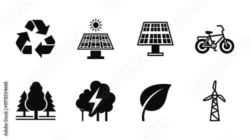 Eco friendly icons for sustainable living.