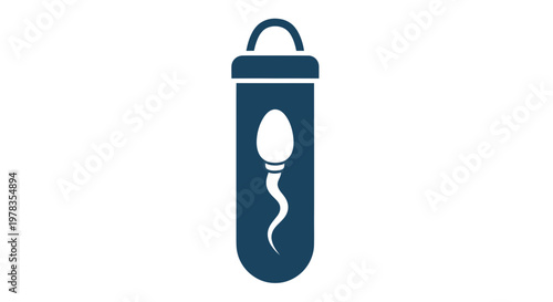 Sperm sample in test tube icon, fertility and reproduction concept