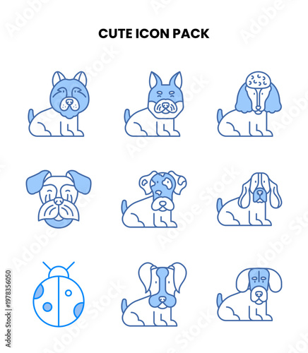 Cute Blue Design Icons Pack