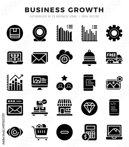 icons set. Business Growth for web. app. vector illustration.