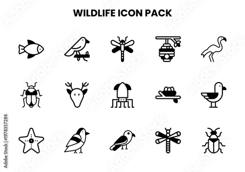 Wildlife DuoTone Graphics Icons Pack