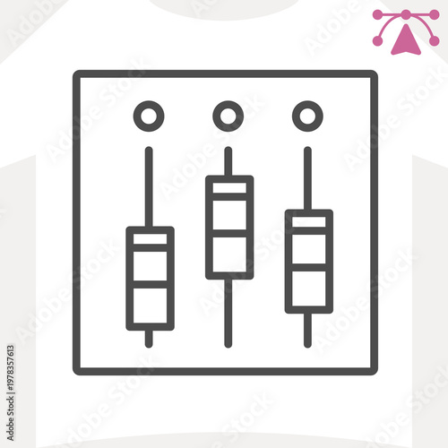 Volume switches line icon, sound engineer concept. Vector graphics. Mixing console sign and editable stroke, outline style icon for mobile or web design.