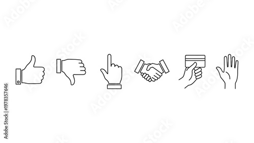 A set of hand icons for communication and gestures.