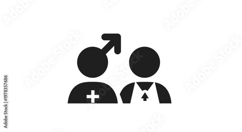 Doctor and Patient Icon: Healthcare Professional and Male Person Symbol