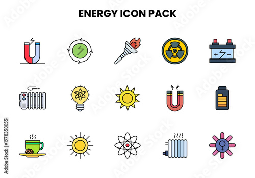 Energy Lineal Color Bundle Icons Pack