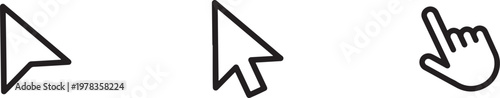 Vector graphic illustration of computer mouse cursor icons and hand pointer