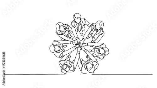 A group of people sitting in a circle. Continuous line style. Hand drawn. Line art. Vector design. illustrations