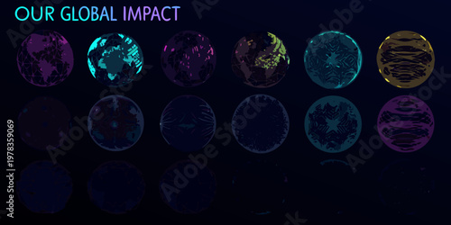 Our global impact visualized through a series of abstract colorful ovals