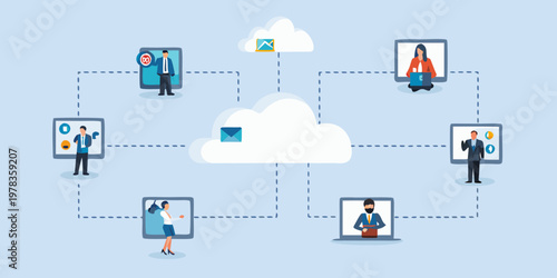 Remote workers connected through cloud technology for seamless communication