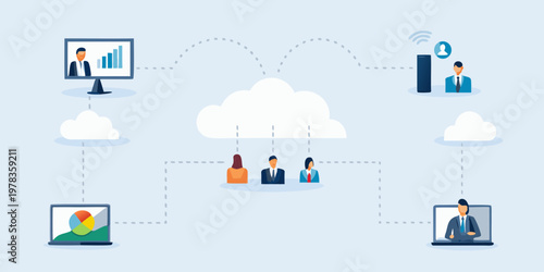 Digital connections illustrate remote work and cloud based communication systems