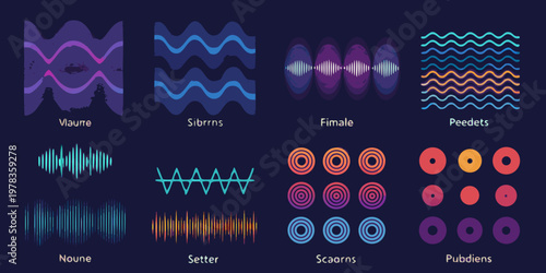Visual representation of sound waves and associated font names