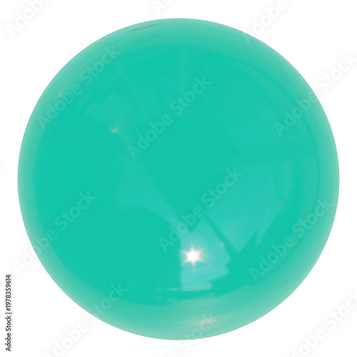 Glossy Teal Orb – Minimal Abstract Sphere, Vivid teal sphere with smooth glossy reflections; versatile modern element for branding, posters, and UI designs.