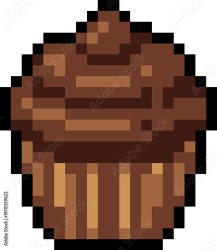 Chocolate Muffin Cupcake Bakery Pixel Art