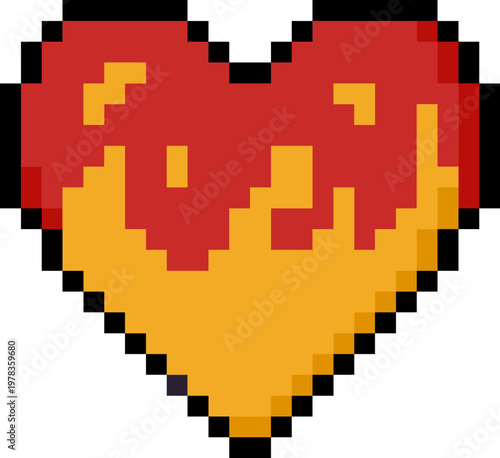 Фотография Pixel Art Burning Heart Illustration