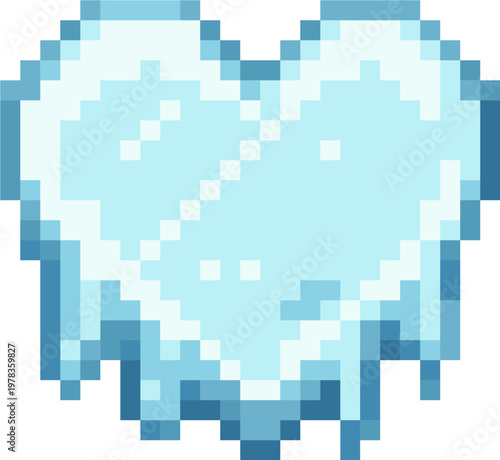 Melting Ice Heart Emotion Pixel Art